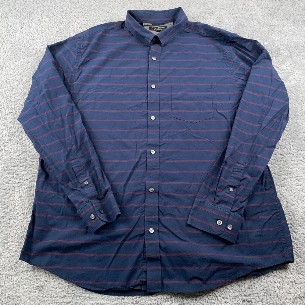 Banana Republic Shirt Mens XL Blue Red Striped Soft Wash Cotton Casual Preppy - Picture 2 of 9